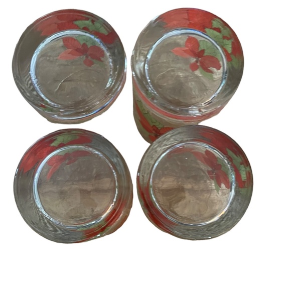 Vintage Block Set of 4 Poinsettia Old Fashion Glasses - Holiday Christmas - Picture 4 of 5